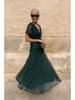 2026 European & American V-Neck Mesh Dress - Elegant Mid-length Skirt with Printed Design