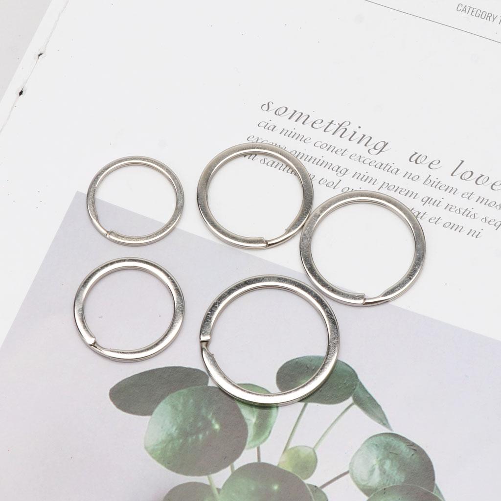 100 Pieces/Set Simple Unisex for Key Holder Metal Round Flat Keyring 25/28/30/35