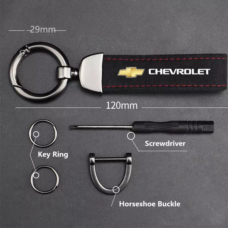 Anti-lost Metal Keychain Buckle Suede Leather Car Styling Keychain For Chevrolet Colorado Cruze Spark Captiva Malibu Trax