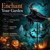 Mulino a vento da giardino magico spettrale di Halloween, decorazione da picchetto per esterni con motivi di strega e pipistrello, ornamento divertente e inquietante per la decorazione del giardino di Halloween