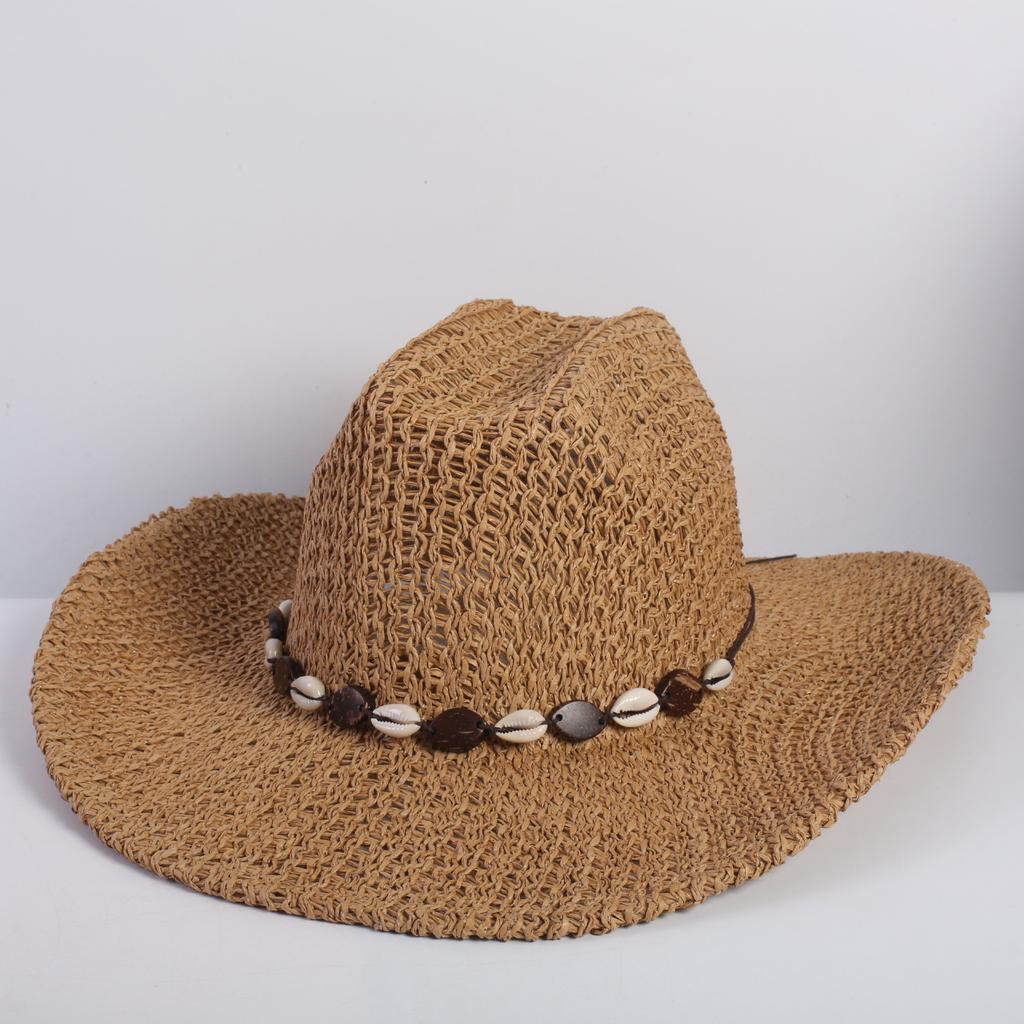 Popolare Cappello di Paglia Classico Western da Cowboy Estivo Vuoto con Ampia Tesa Cappello da Sole Cappello di Paglia Intrecciato a Mano
