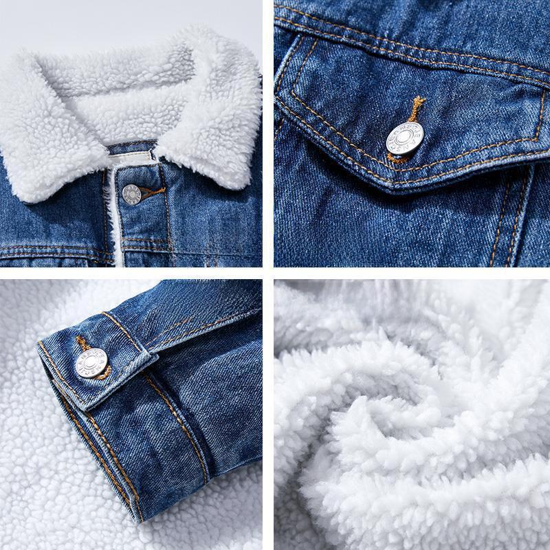 Korean Style Winter Lambskin Denim Jacket - Unisex, Trendy, Warm, Loose Fit for Students
