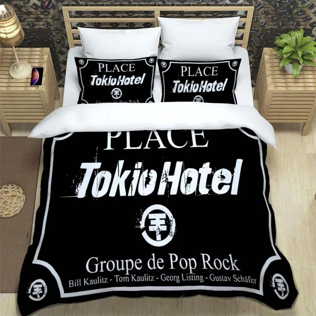 Täcke Tokio Hotel Band Tryckt Sängklädesset Rockband HD Täcke För Barn Sängklädesset Sängkläder Sovrumsinredning