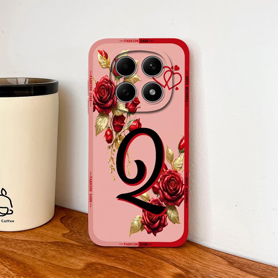 Case For Poco M8 Pro / Poco M5 M5S Fashion Rose Letters Soft Liquid Silicone Phone Shell For Poco M 8 M 5 Lightweight Funda