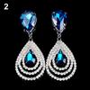 Lady Girl Elegant Teardrop Dangle Drop Ear Studs Rhinestone Earrings Cocktail AVE