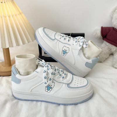 Bear Board Shoes Children Spring and Autumn New Ins Trendy Thick-soled Versatile Little White Shoes