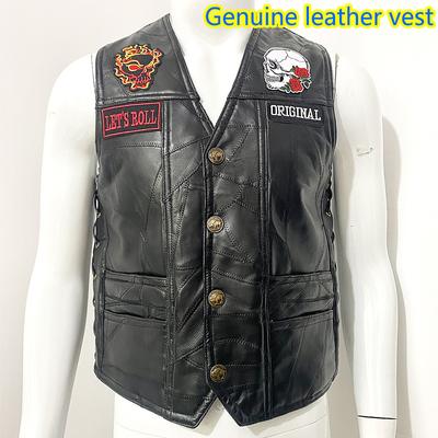 Vestă pentru motociclete Harley Vestă din piele de oaie pură pentru bărbați Vestă pentru ciclism Vestă pentru bărbați la modă