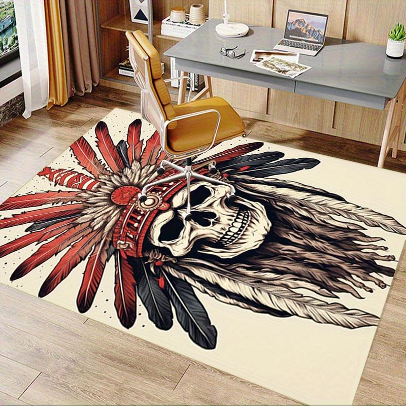 1pc. Indian Chief Feather Headdress Rug for Home Decor, Office Carpet, Chair Cover, Outdoor Mat, Gift Idea