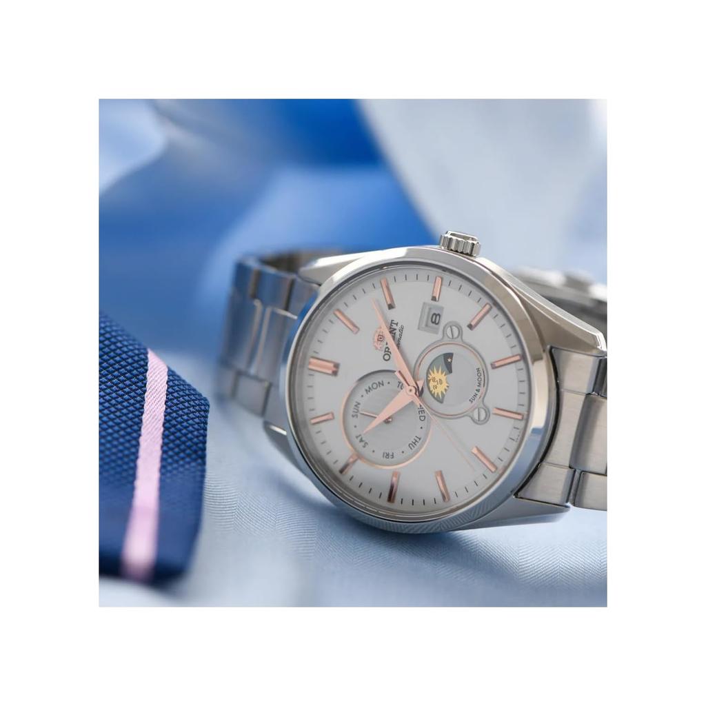 ORIENT SUN&MOON Sun & Moon Automatic Watch Mechanical Automatic Domestic Manufacturer Warranty Contemporary RN-AK0301S Men's White Silver