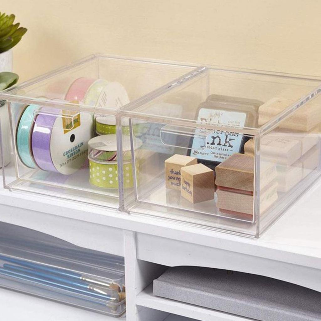 Transparent Acrylic Makeup Organizer Stackable Stationery Desk Drawer Storage Box for Washbasin Bathroom Storage Holder