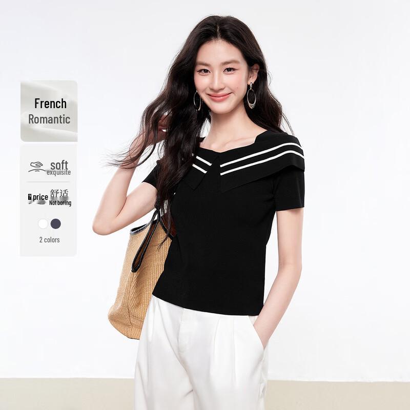 

Women s Elegant Color-Block Striped Knit Top S