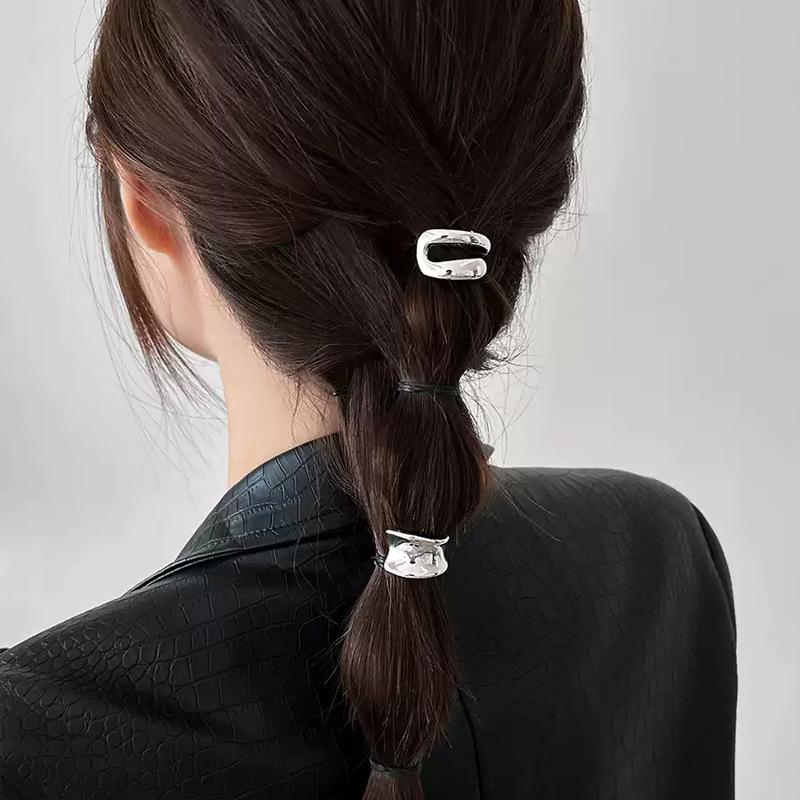 Culoare Argintiu Șic Metal Clips de Păr Netede Simple Agrafă de Păr Geometrică Coadă de Cal Joasă Gheare de Păr Femei Fete Accesorii de Păr de Modă