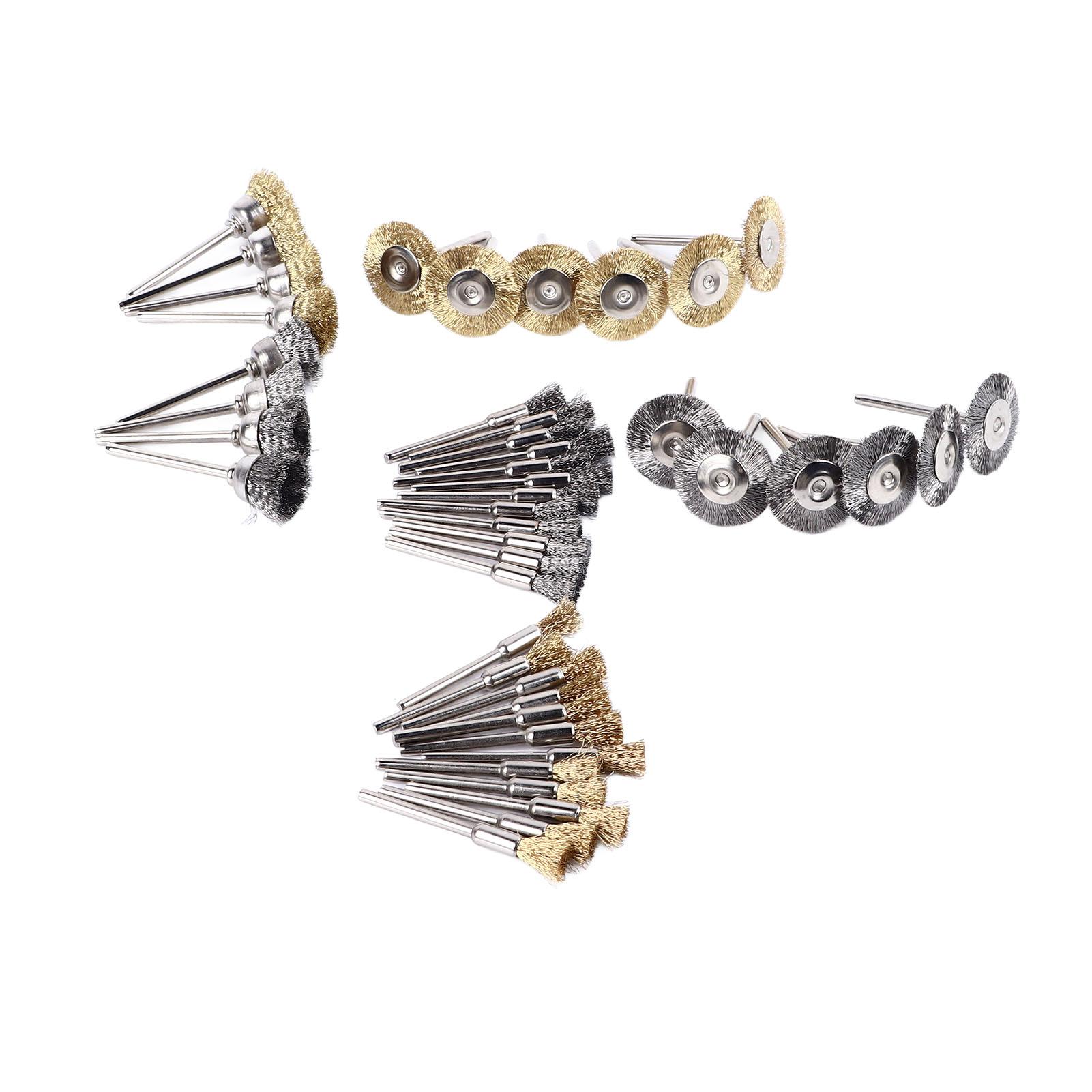 

44 Pcs Wire Brush Set Brass Steel Wire Pen Cup T Shape Brush Set for Cleaning Polishing Deburring