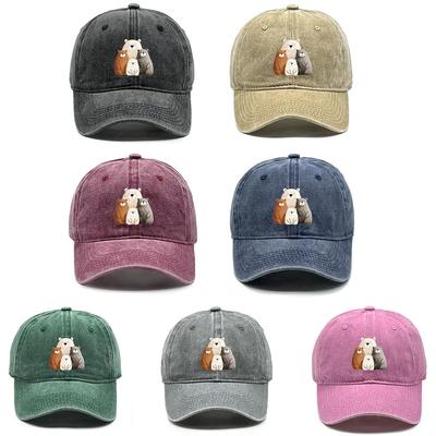 Bear Family Print Adjustable Sun Hat, Animal Flat Cap Adjustable Strap Lightweight Casual Cotton Snapback Baseball Cap