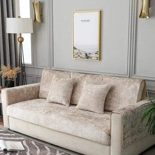 Winter Plush White Sofa Cover Four Seasons Velvet Nordic Non Slip Sofa Cushion Simple Modern Suede Sofa Cover for Living Room