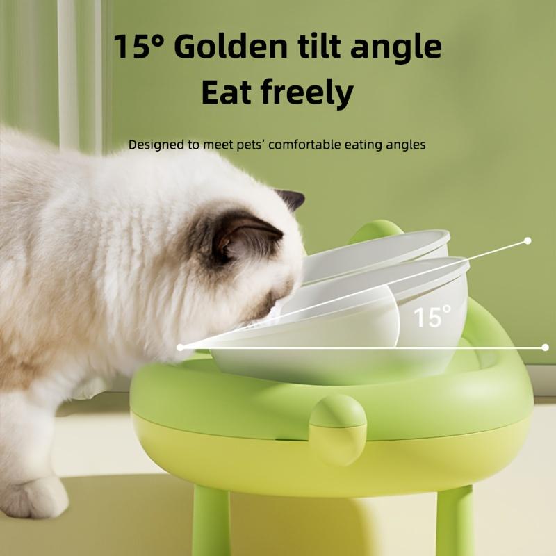 Anti-Spill Cat Shape Design Elevated Pet Double Bowls for Neck Protection