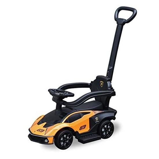 RiZKiZ Lamborghini Authorized Ride-On Toy Push Kick Essenza SCV12 Orange 2WAY Customizable Growth Anti-Tip Stopper Backrest Seat Opening Storage