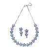 Rhodium Plated Silver Toned White American Diamond Studded Flower Shaped Jewellery Set For Girls and Women