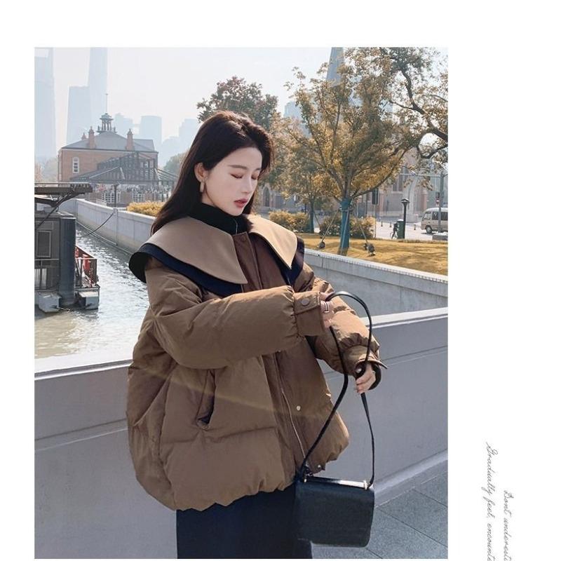 Zesílený bavlněný kabátek s límcem pro panenky pro ženy v zimě