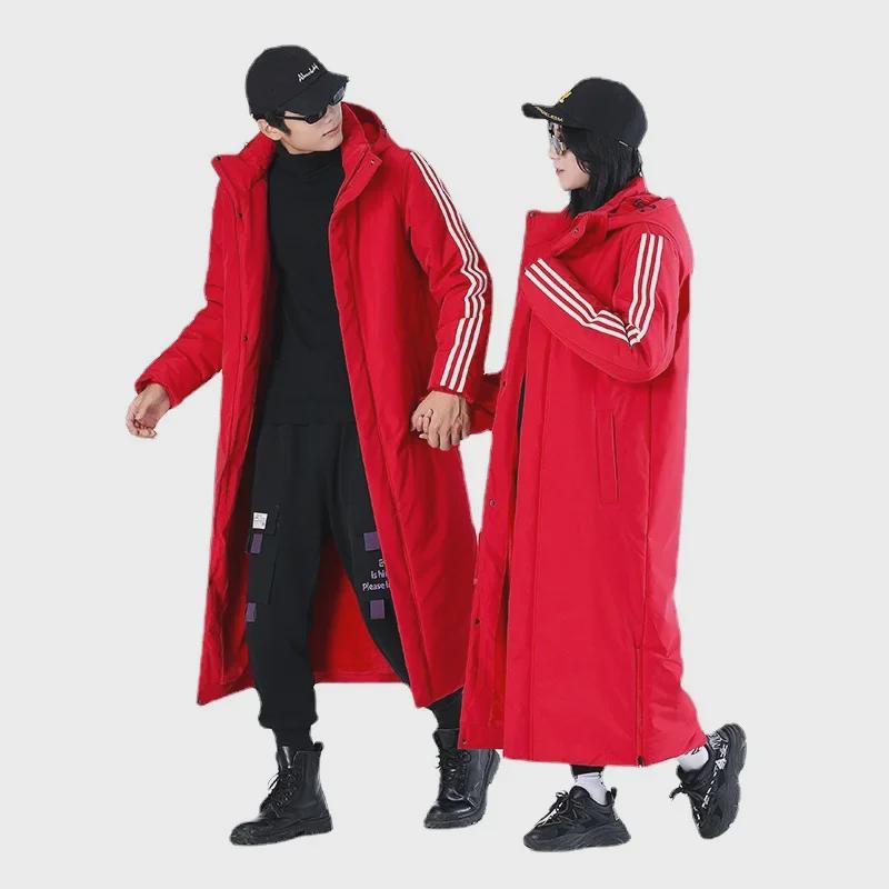 Unisex Winter Long Cotton Coat: Thickened, Velvet-Lined, Ideal for Couples and Parent-Child Styles, Brand Two.