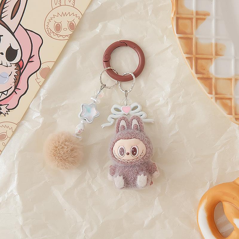 Flocking Cloth Keychain Accessories Pendant Three-dimensional Creative Personalized Cartoon Gift Student Schoolbag Hanging