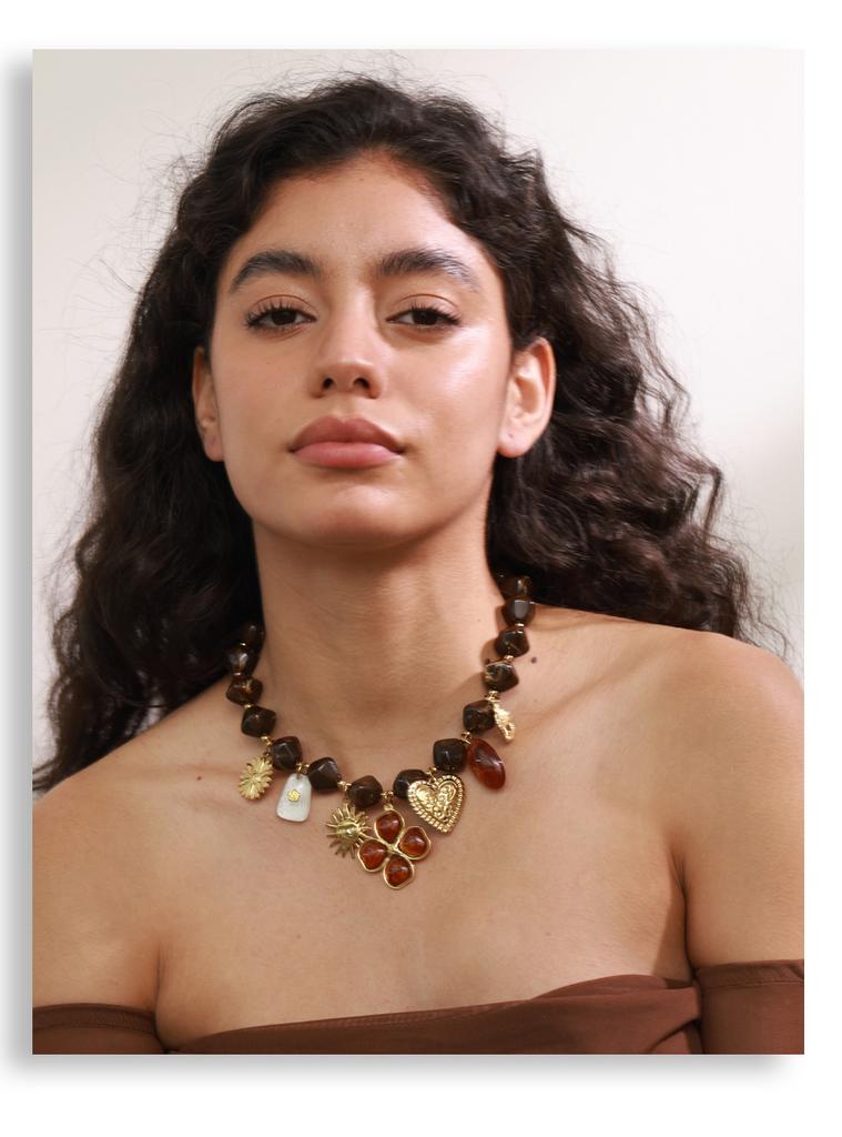 Yhpup Exclusive Handmade Jewelry Resin Acrylic Chain Flower Heart Sun Pendant Statement Necklace Stainless Steel Waterproof New
