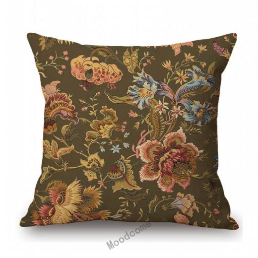 Pink Red Orange Beautiful Flower Pattern Wallpaper Art Design Sofa Decoration Pillow Case Cotton Linen Chair Cushion Cover