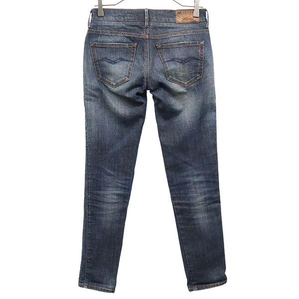 Replay One Point Logo Embroidery Damage Processing Skinny Denim Pants Women Used