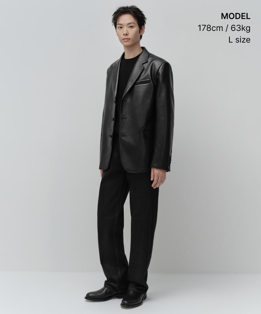 Musinsa Standard Synthetic Leather Oversized 3-Button Blazer [Black]
