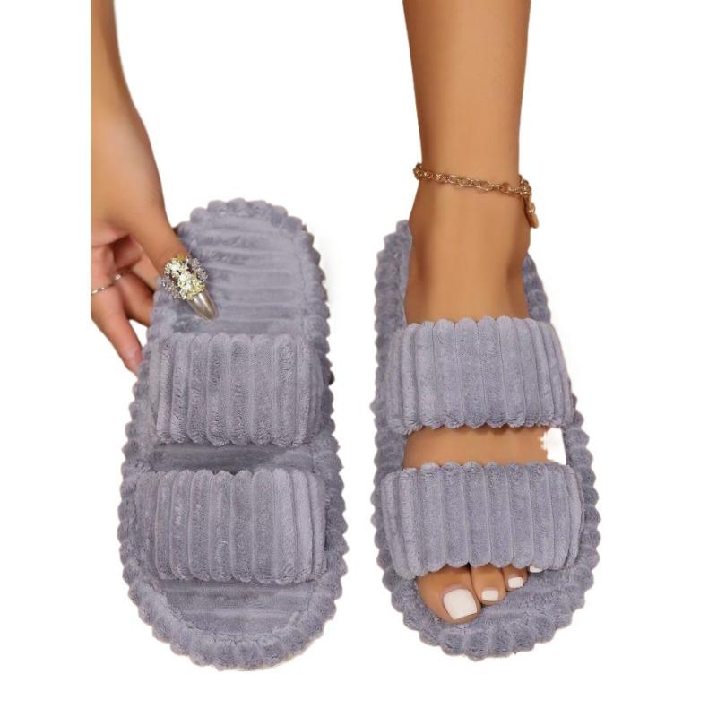 

Домашняя обувь, Плюшевые тапочки с противоскользящей подошвой, Удобная и теплая обувь 44-45 серый