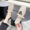 Slides Job Summer White Shoes for Women 2024 Low Heel Sandals Leather Mules Woman Slippers Y On Offer Luxury 39 Promotion W Shoe