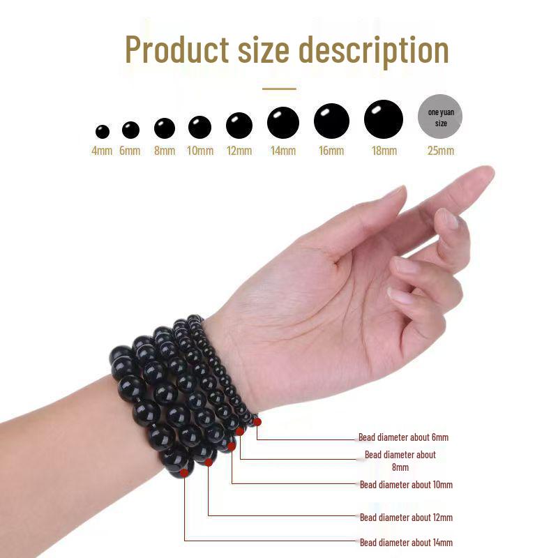 7A Natural Black Obsidian Beads for DIY Crystal Jewelry & Bracelets