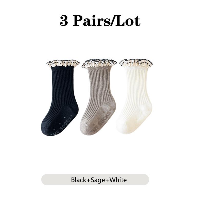 3 Pairs/Lot Baby Girls Socks Toddler Spanish Style Cotton Kids Socks Newborn Infant Socks For 0-8 Years
