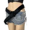 Stylish Waist Belt with Plush Furry Accent for Women Girls Adjustable Length Waistband Fashionable Waist Accessory