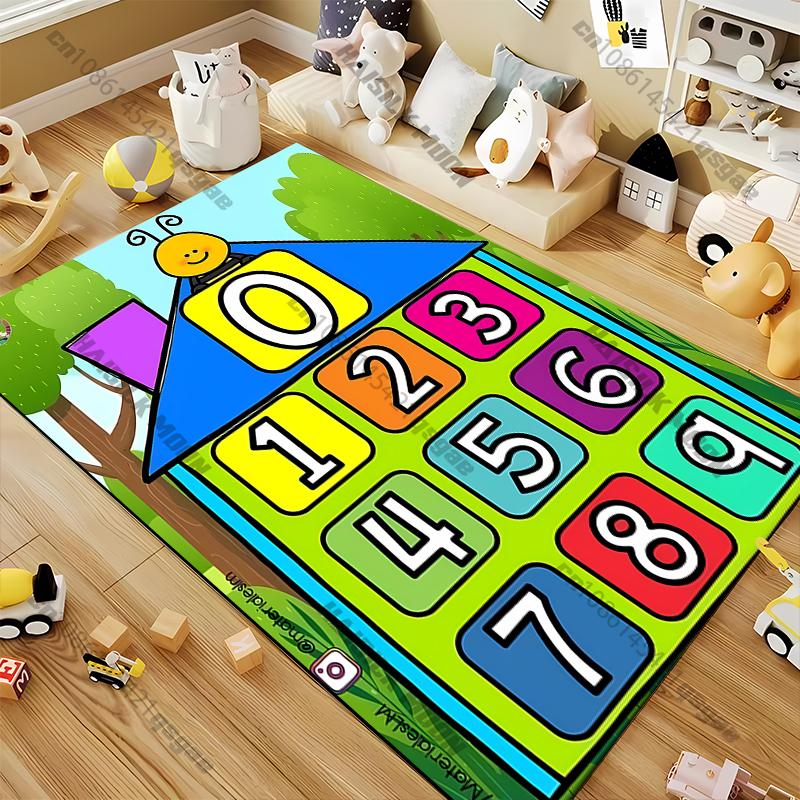 Bunter und lustiger Spielteppich, rutschfeste Bodenmatte für Wohnzimmer, Küche, Eingangstür, Balkon, waschbarer Teppich, Heimdekoration
