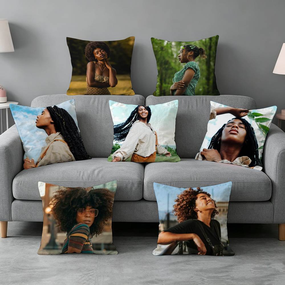 Black Girll Afro Pillow cover Soft Microfiber Pillowcase Home Sofa Decor Surprise Decorative printed