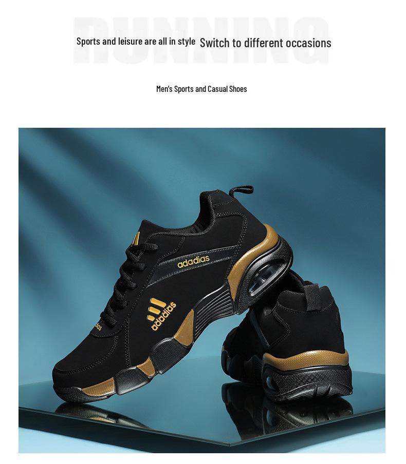 Adidas 2025 Men's Waterproof Leather & Mesh Running Shoes - Casual, Trendy, Versatile, Lightweight, and Official.