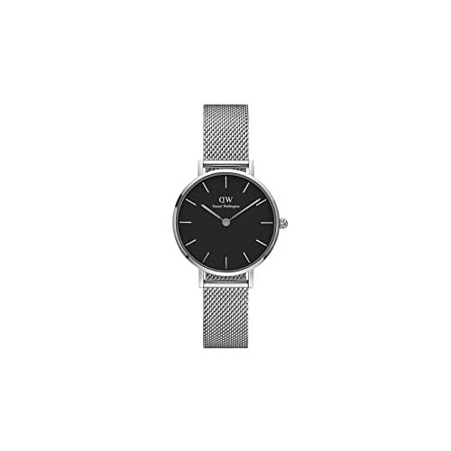[Official Shop/2-Year Warranty/Authentic Import] Daniel Wellington DW Women's Petite Sterling Black 32mm Watch, Stylish Designer Mesh Watch, Black, Pe