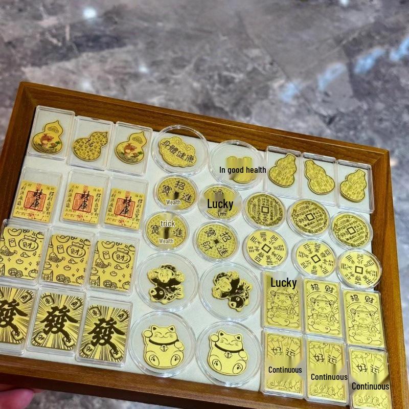 999 Pure Gold Mobile Sticker - Lucky Cat & Wealth God Design for Prosperity