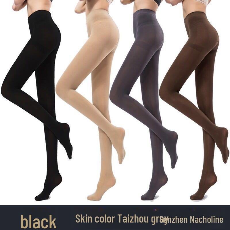 Leggings in velluto spesso 120D Effetto gamba nuda, Primavera/Autunno, Collant mediamente spessi da donna, Nero