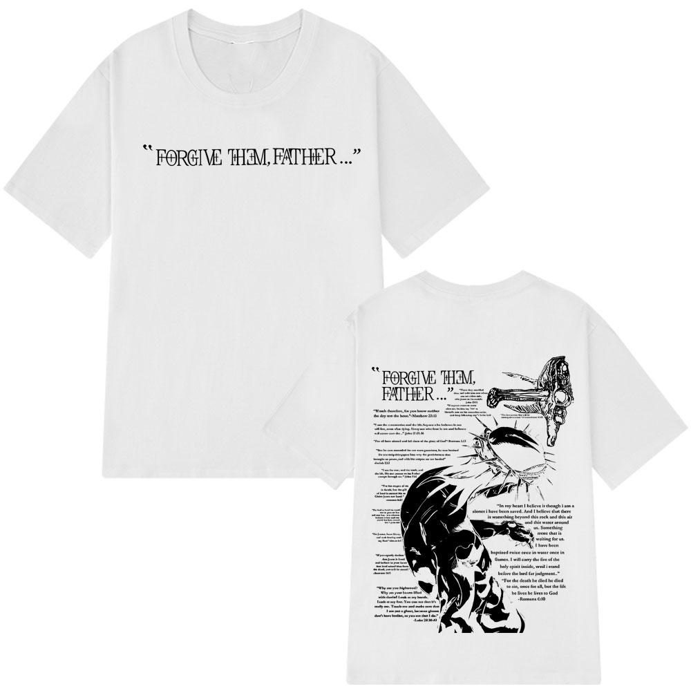 2025 Summer Forgive Their Father Bible Christian Religion Jesus Retro Tshirt Mens Cotton Casual Tshirt Street Wear