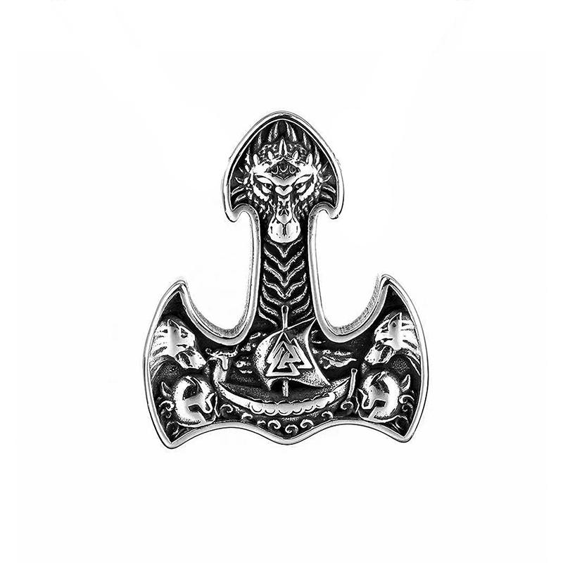 Vikings Thor Hammer Pendant Stainless Steel Mjolnir Necklace Nordic Rune Vegvisir Jewelry Popular Norse Scandinavian
