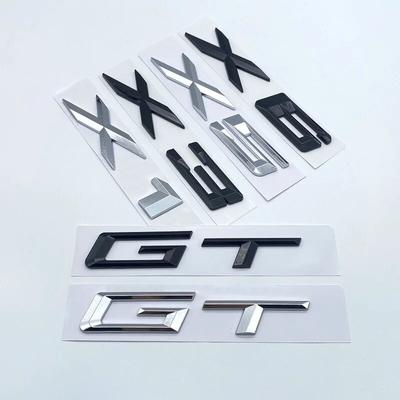 Neues kleines GT X1 X3 X4 X5 X6 X7 ABS-Emblem für BMW E36 E39 E70 E90 F10 F30 Kofferraum-Typenschild-Logo-Aufkleber Chrom glänzend schwarz
