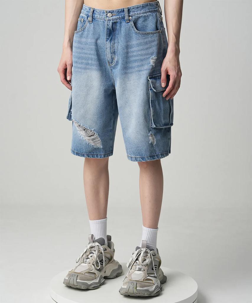 AVANDRESS Wide Cargo Half Denim Pants - 3Col