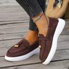 New Lefu Shoes Women's Soft Leather Retro Lazy Man Step On Thick Sole Flat Bottom Comfortable Single Shoe