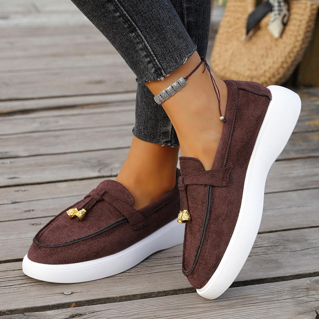New Lefu Shoes Women's Soft Leather Retro Lazy Man Step On Thick Sole Flat Bottom Comfortable Single Shoe