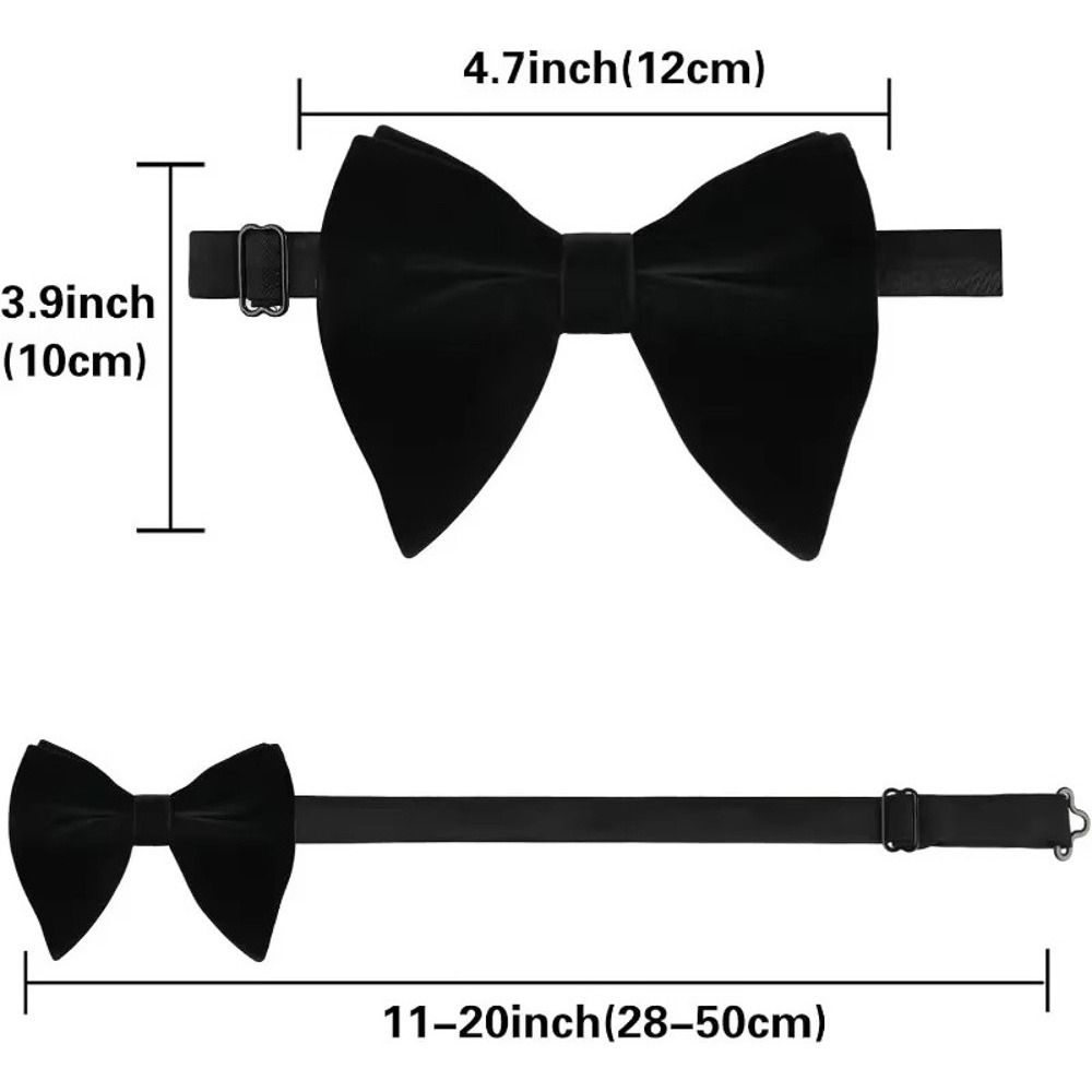 Fashion Pre-tied Black Velvet Bowties Exquisite Tuxedo Accessories Big Bow Tie Elegant Oversized Bow Tie Wedding Party