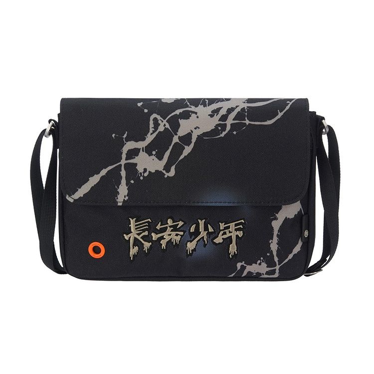 Li Ning Badfive Changan Youth Print Simple Casual Aesthetic Fabric Shoulder Bag Men Shoulder Bag Black ABDR556-1 Black