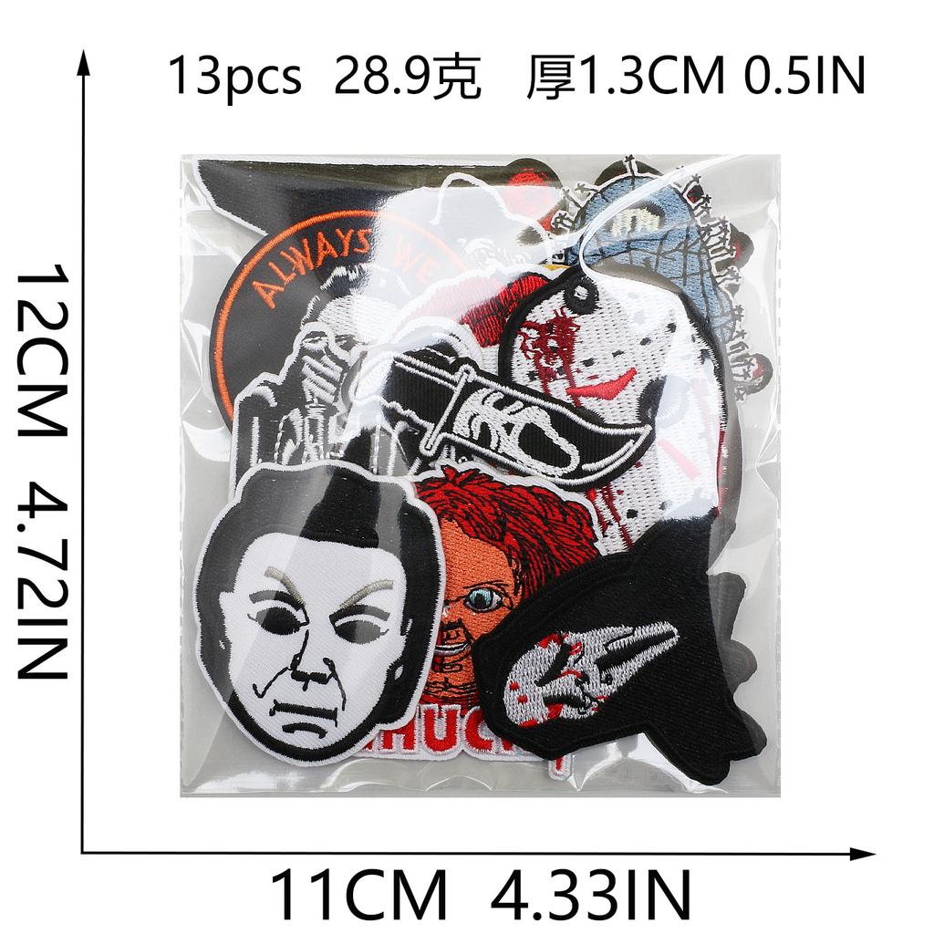 Weird Clown Embroidery Cloth Sticker Halloween Atmosphere Dress Up Horror Doll Patch Sticker Pupil-Free Mummy Embroidery Label