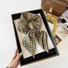 French retro old money wind silk scarf herringbone print 68cm small square scarf temperament sunscreen headscarf women stacked wear waist seal